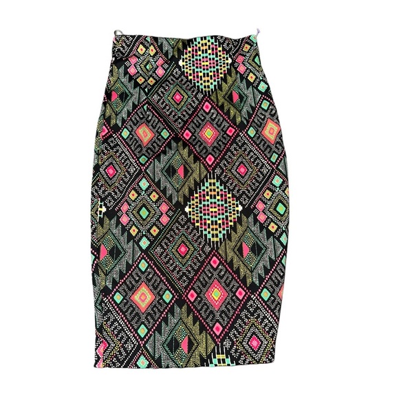 bebe Dresses & Skirts - Embellished Pink and Green Pencil Skirt Knee-Length Casual